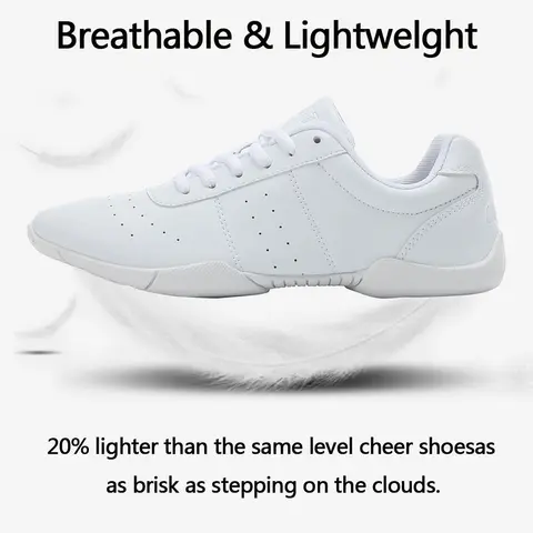White Cheer Shoes For Girls Women Non Slip Comfortable Cheerleading Dance Sneakers For Competition 710