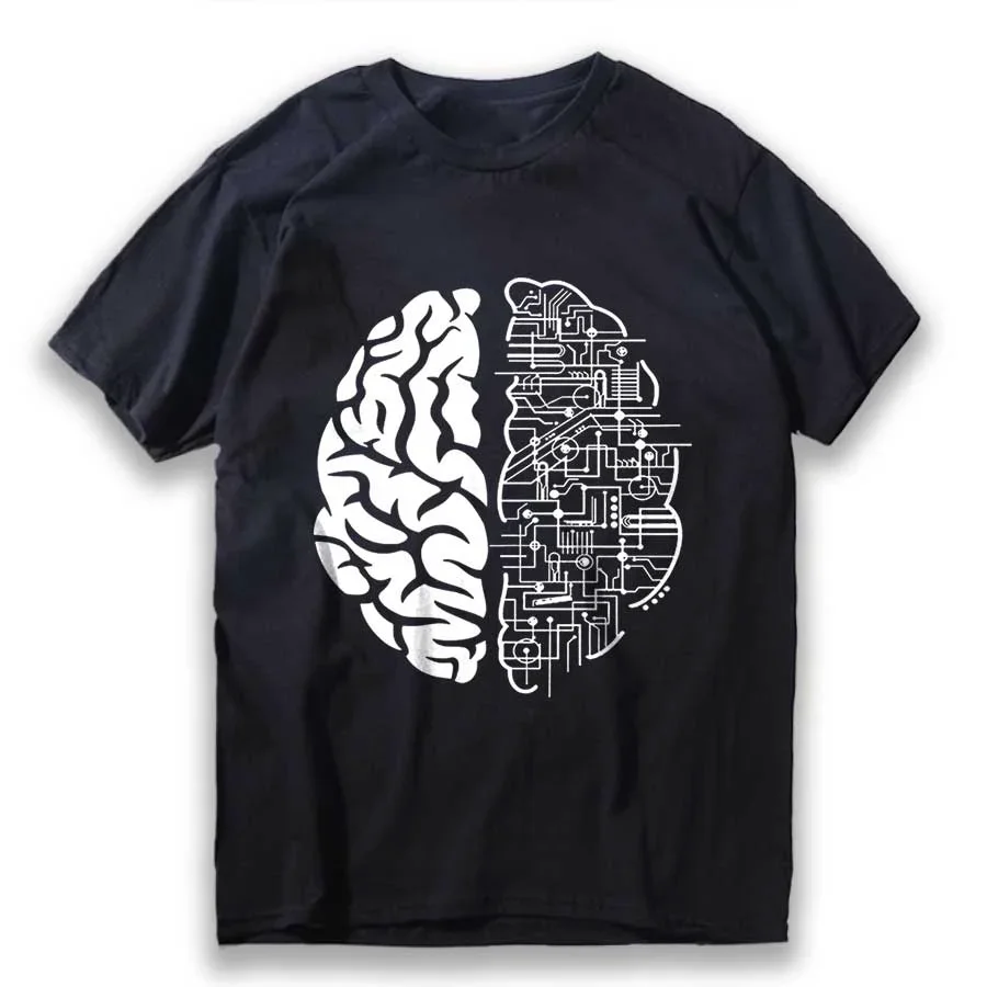 COOLMIND 100% Cotton Top Quality Print Men T Shirt Casual Loost Brain Print Men Tshirt Funny Cool Men Tshirt Loose Tee Shirts