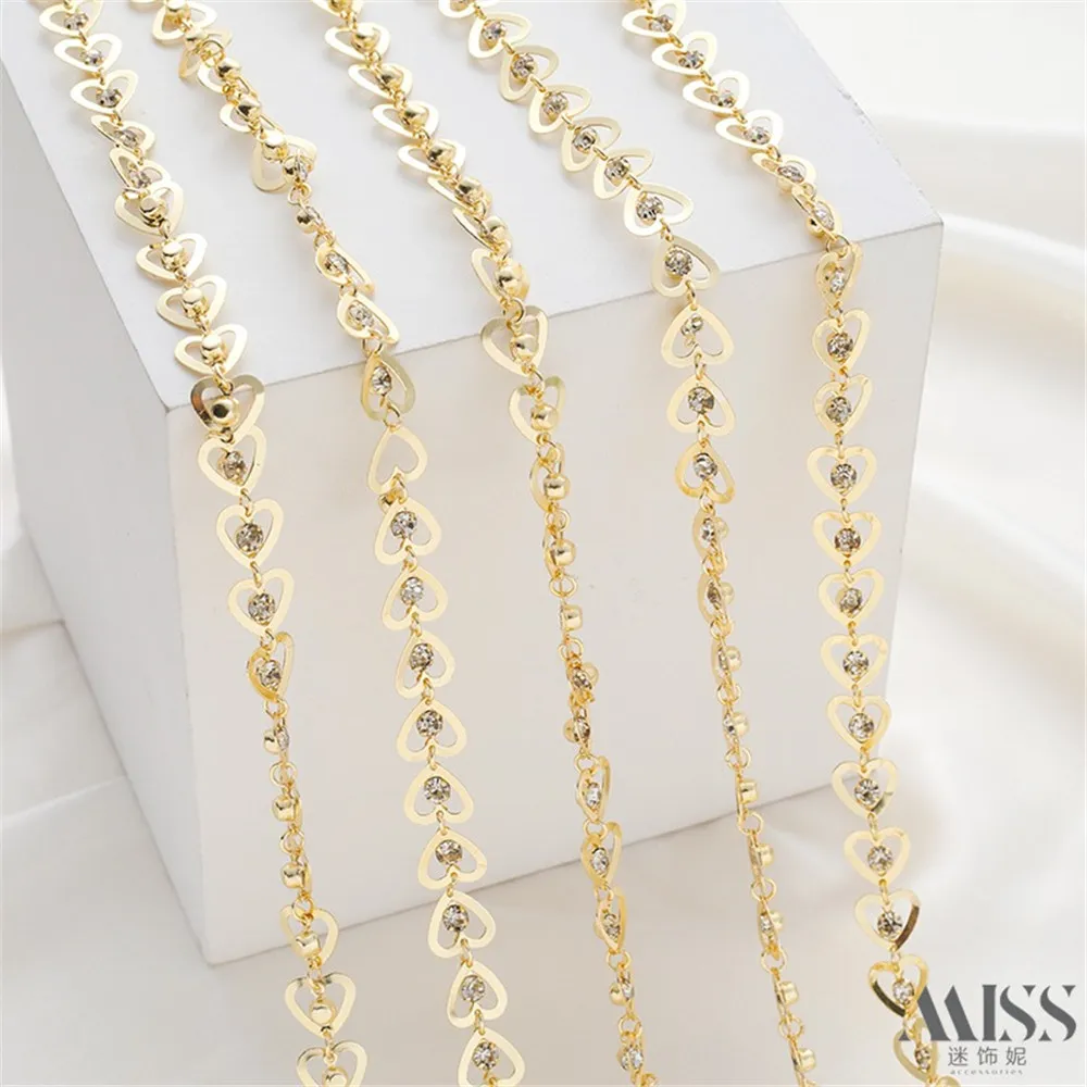 

14K Gold Bag Hollow Love Bag Zircon Chain Handmade Chain DIY Bracelet Necklace Jewelry Accessories Materials