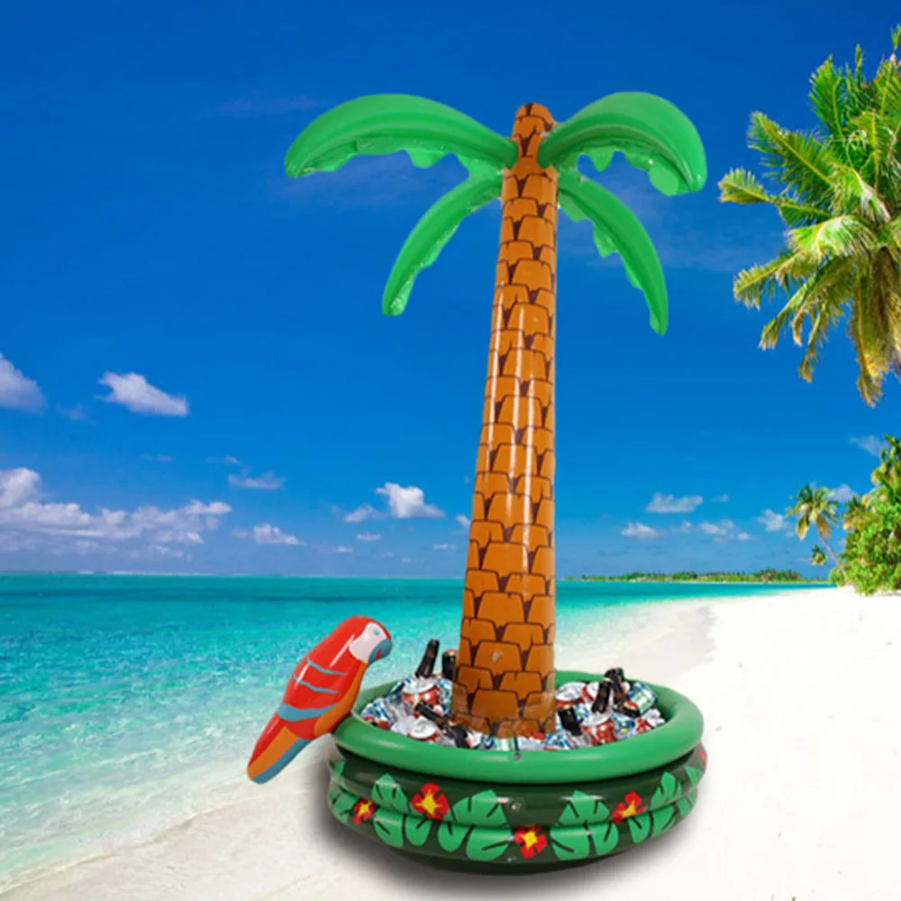 Inflatable Palm Tree with Parrot Cooler Ice Bucket Pool Party Accessories Drink Coasters Beverage Bar Coconut Tree Toys