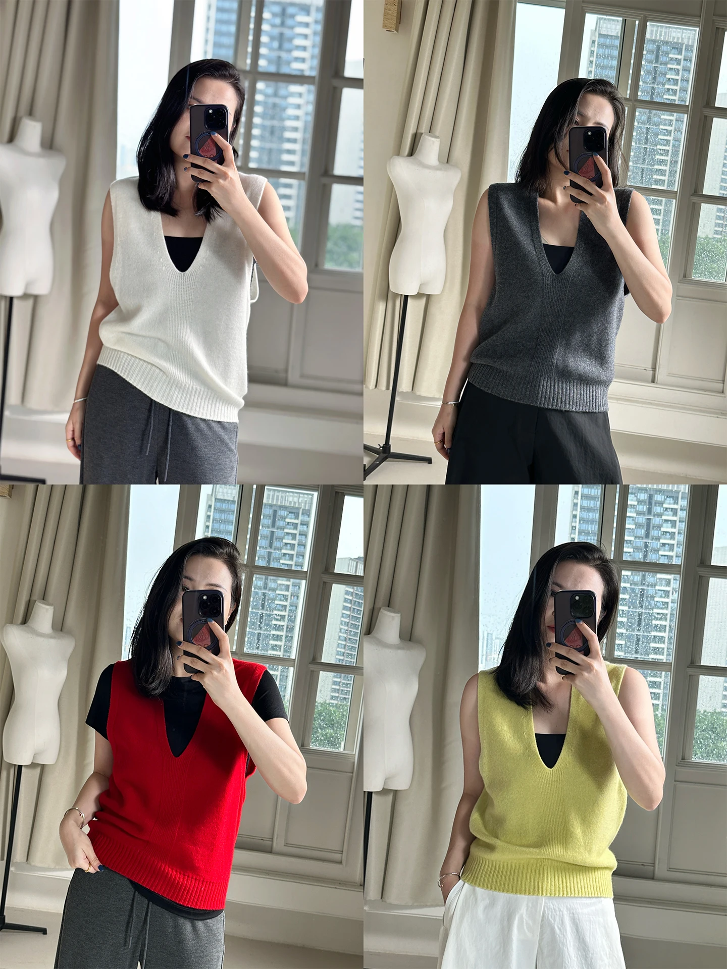 

JanZhang2025 Early Autumn Loose Casual Faion Design Sense Layered V-ne Knitted Sweater Vest Women's Faion