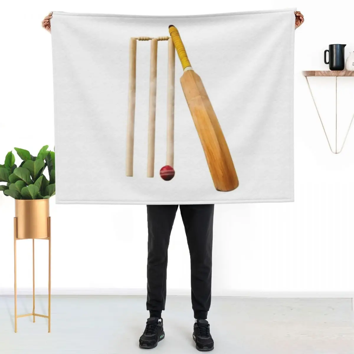 Cricket bat ball and stumps Throw Blanket Warm Sofas Winter beds cosplay anime Luxury St Thin Blankets