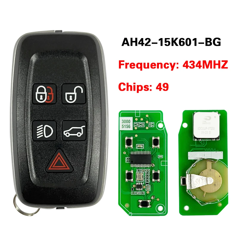 

CN004014 Aftermarket 5 Button Smart Key For Land Rover For Range Rover Sport Evoque Remote 434Mhz 49 Chip FCCID AH42-15K601-BG
