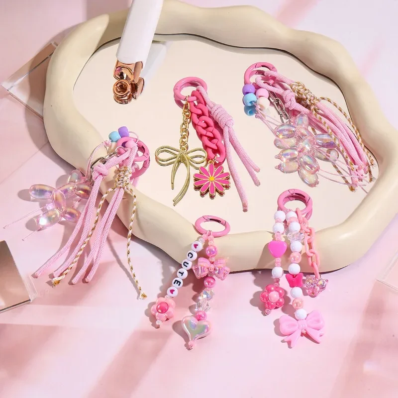 Colorful dopamine hand woven lanyard, fashionable, sweet and versatile bag lanyard, keychain braided rope