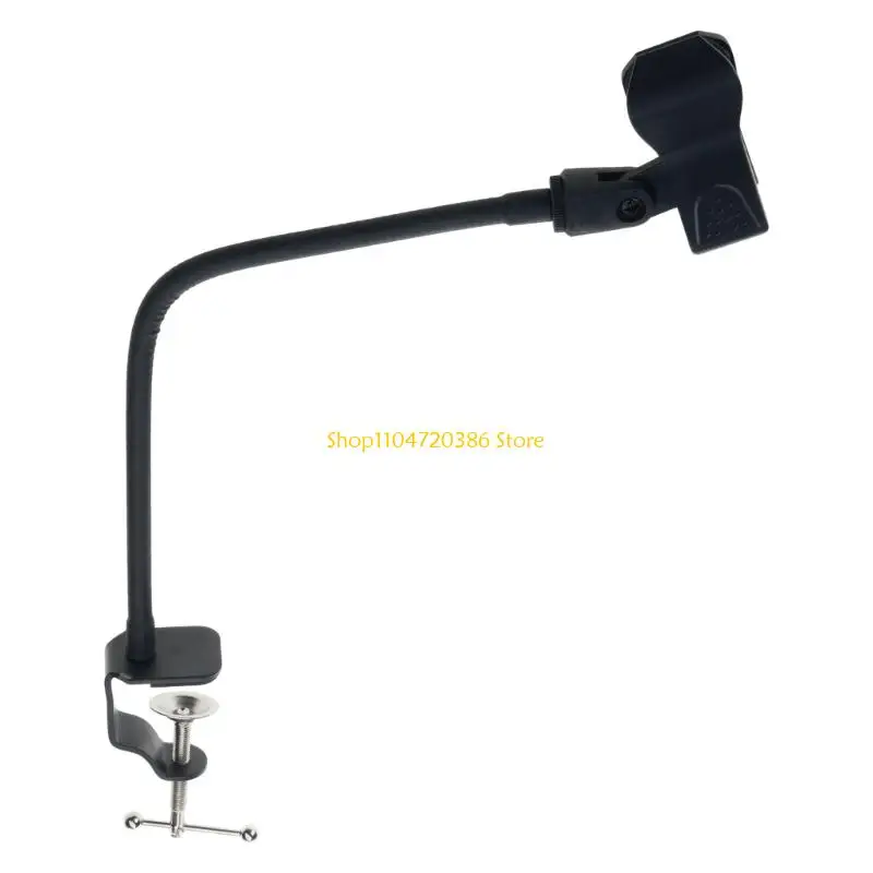 K0EA Desktop Microphone Stand Flexible Gooseneck Tube 30cm Rod Adjustable Clamp For 1 To 50mm Thickness Stable Holding