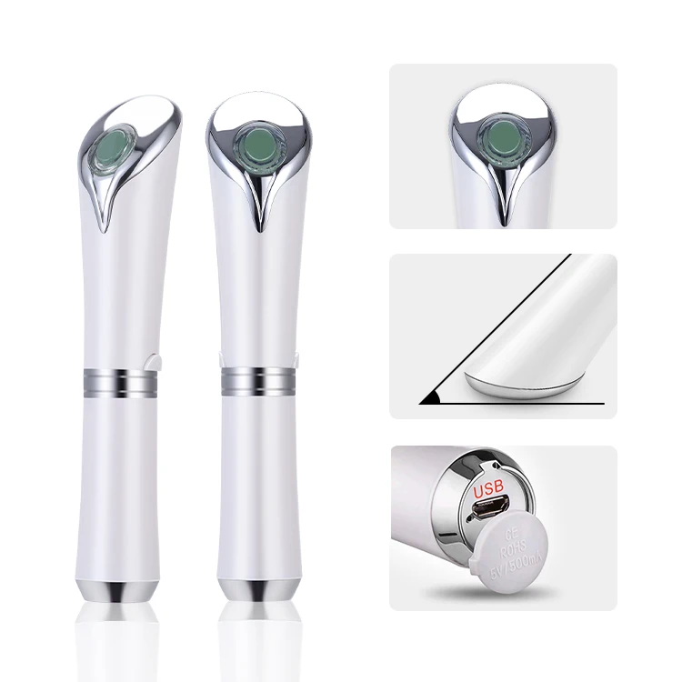 การออกแบบใหม่ล่าสุด Mini นวดผิวหน้าความงามต่อต้านริ้วรอย Wand ความร้อนสีฟ้าสีแดง Treatment Eye Massage ปากกาอุปกรณ์