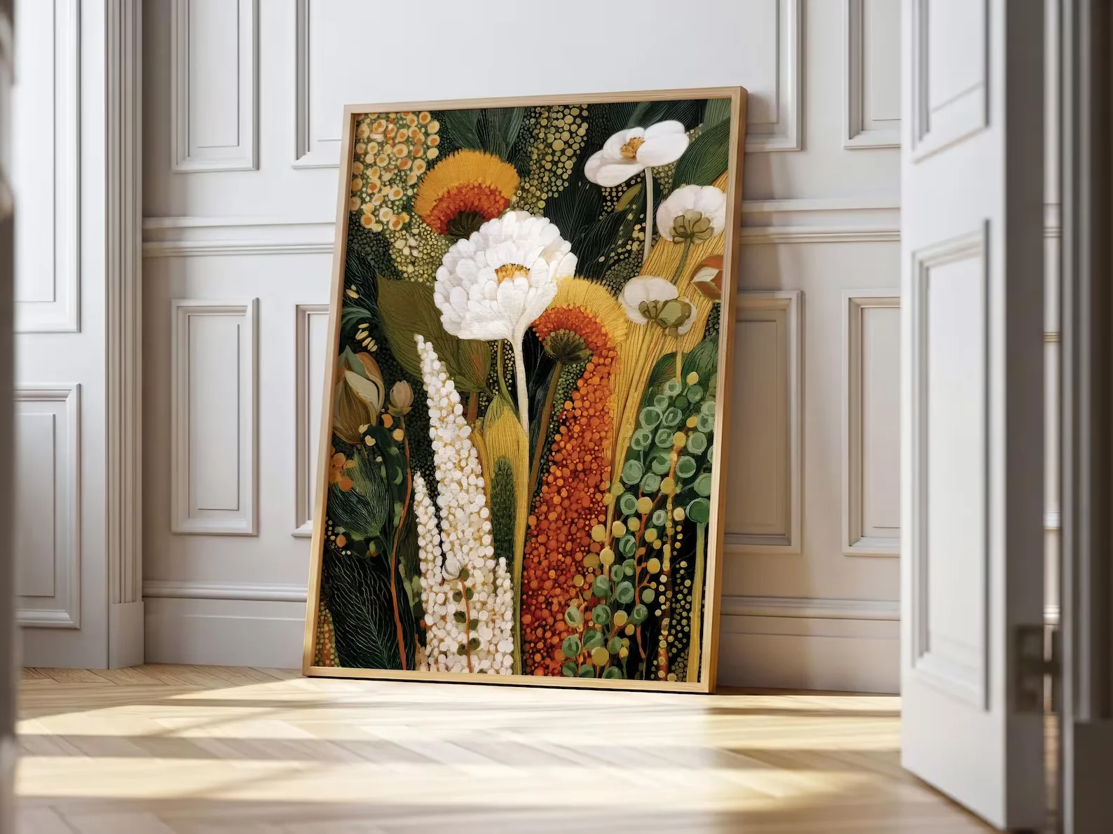 الطباعة النباتية التجريدية: ملصق فرع ديكور استوائي ترابي، طباعة فنية جدار المطبخ، ديكور نباتي، نمط ريفي المزرعة