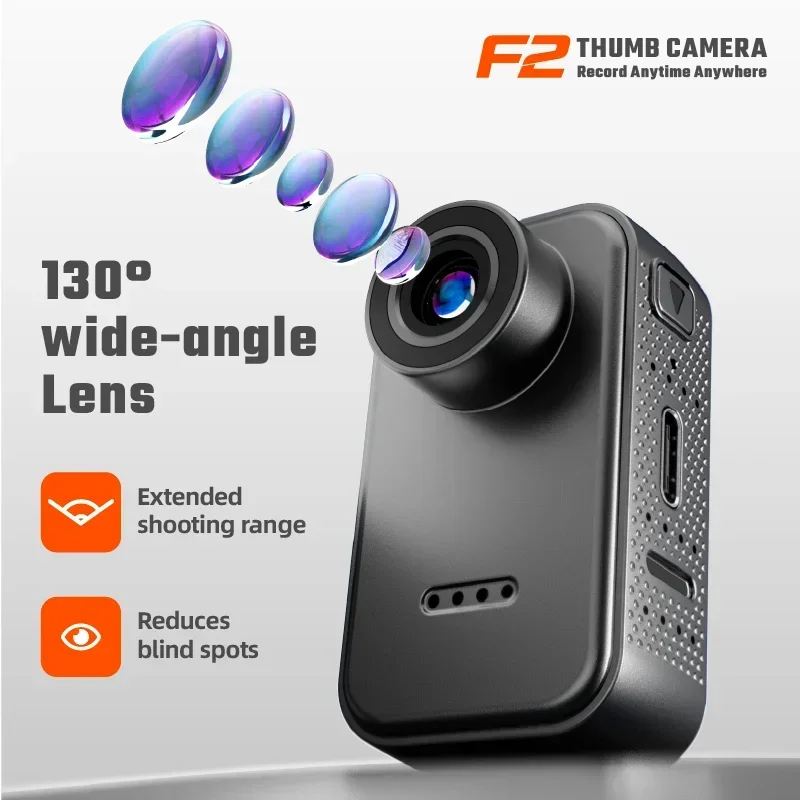 Mini Cámara F2 con Pantalla IPS, 1080P HD, Gran Angular de 130 Grados, 25g, Portátil, para Grabación Diaria
