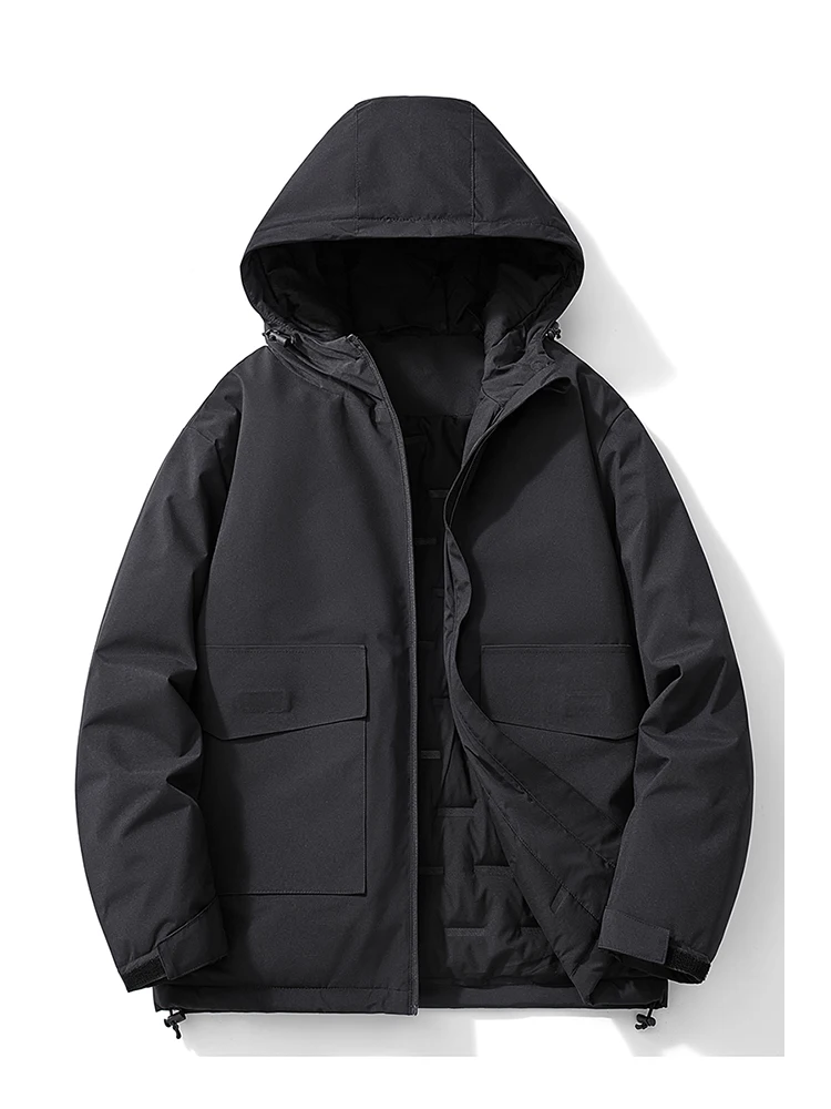 Men's Thick Cotton Coat Warm Hooded Jacket for Fall And Winter Comfortable Loose Fit Cotton Outerwear