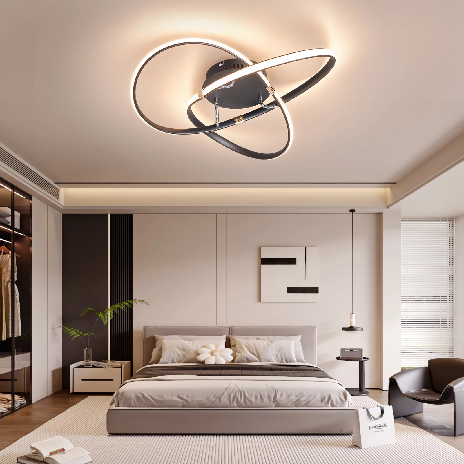 Plafoniere a led moderne classiche calde per soggiorno camera da letto sala studio lampada da soffitto per interni Smart Home Alexa nero/cromo/oro