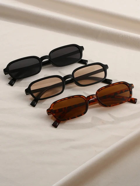 Conjunto de 3 peças de óculos femininos com armação oval, combinação de cores preta e tartaruga, óculos de moda com personalidade e estilo moderno.