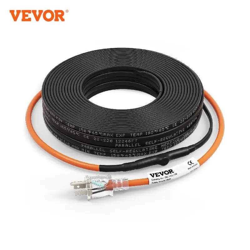 VEVOR Self-Regulating Pipe Heating Cable Snow Melting Drain Water Pipe Freeze Protection Heat Cable for Protects PVC Hose Wire