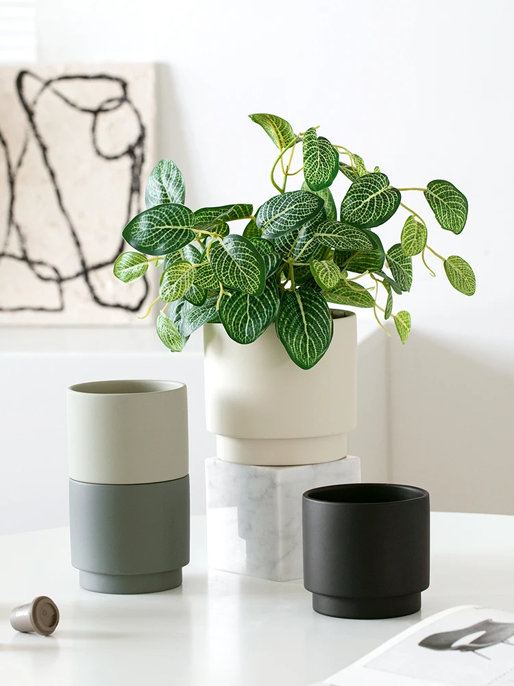 أصيص زهور سيراميك لون زراعة العصارة شكل دائري زهرة زهرية الديكور المنزلية شرفة الأواني زارع حديقة