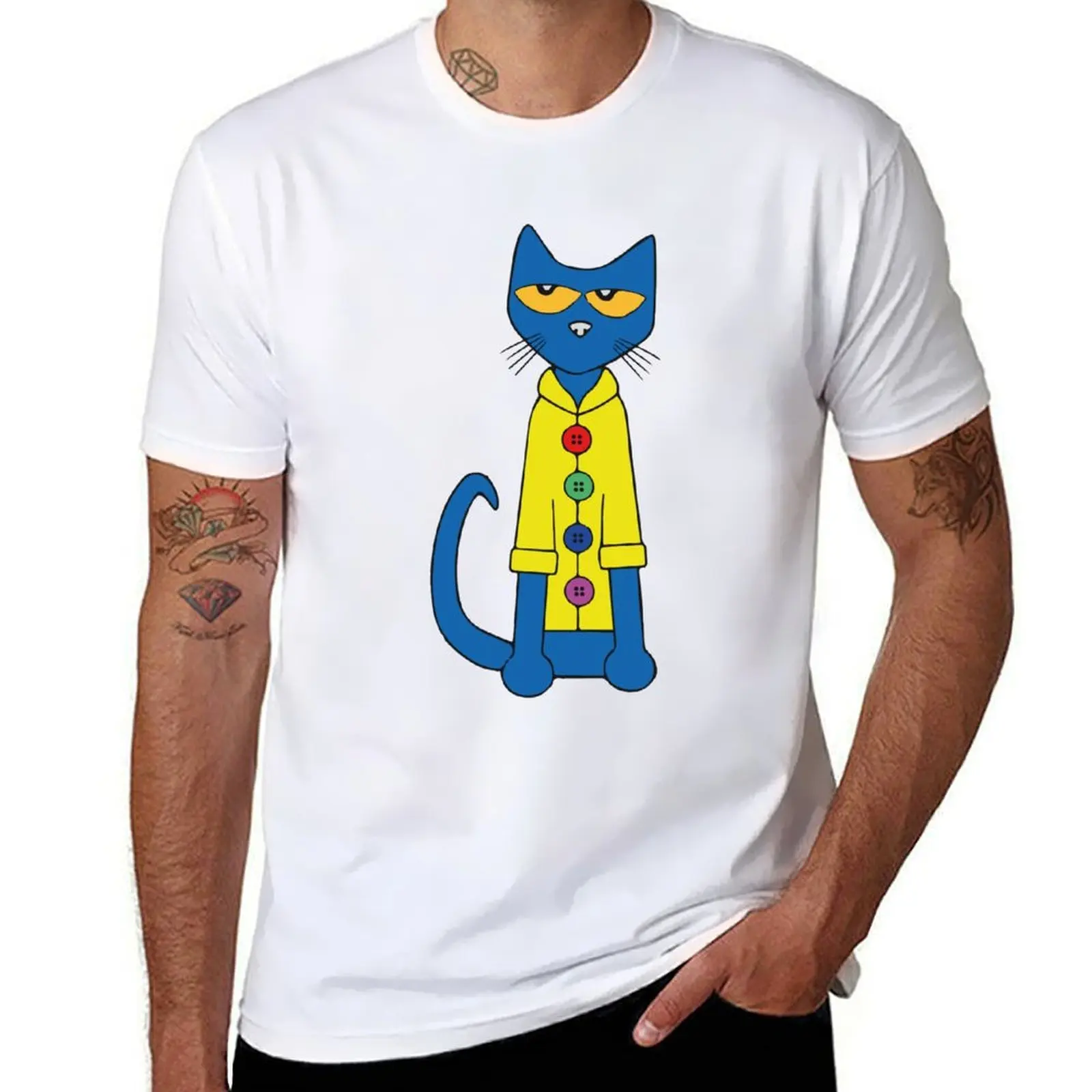 

vest in his the cat yellow pete T-Shirt Minimalist Casual Short Sleeve Top