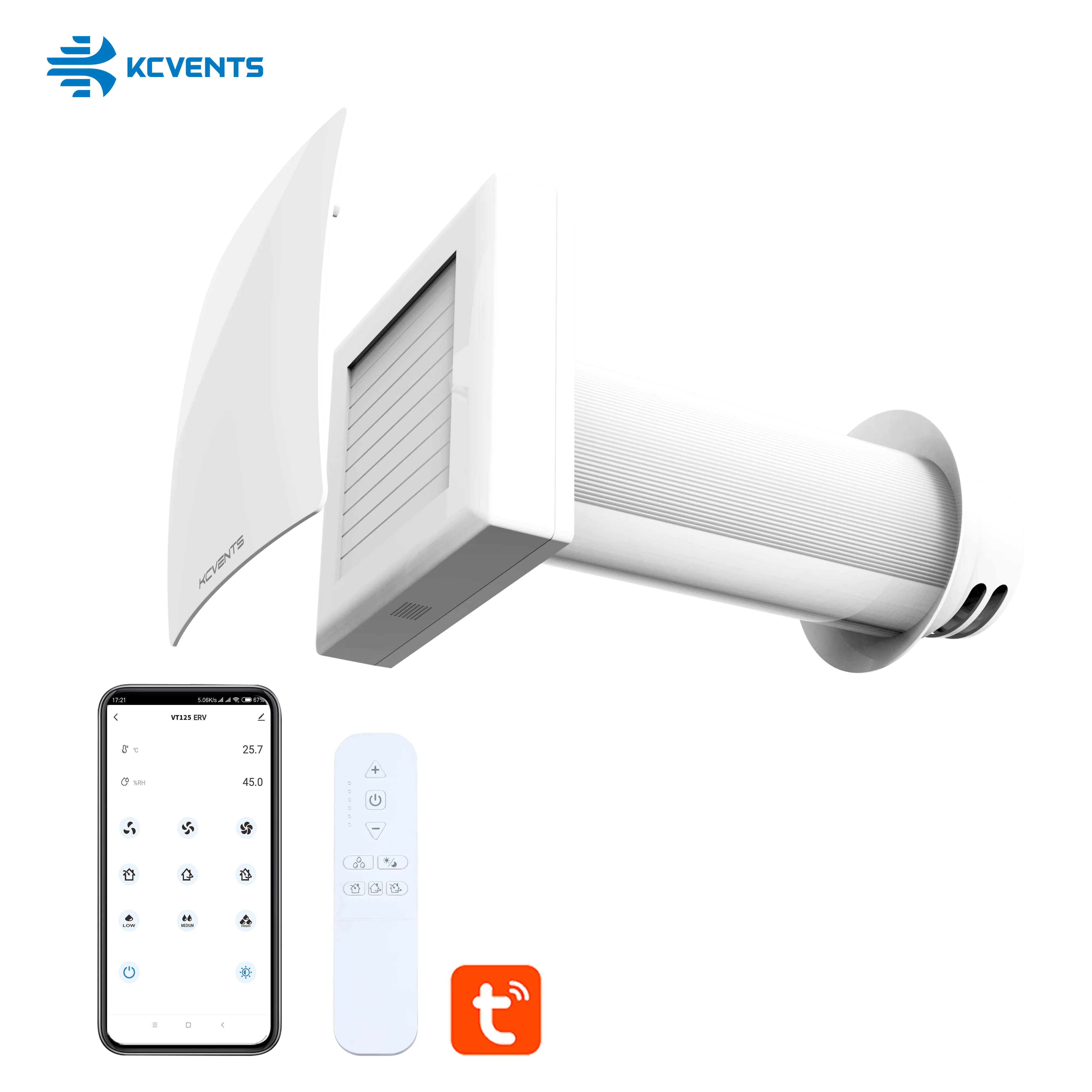 VT125 Heat Recovery Ventilation System Air Recuperator Single Room HRV For Home Humidity Control