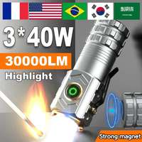 2024 Mini Flashlight 18650 Ultra Powerful Torch High Lumen 30000  Flashlight High Power Led Flashlights Strong Magnet Mini Torch