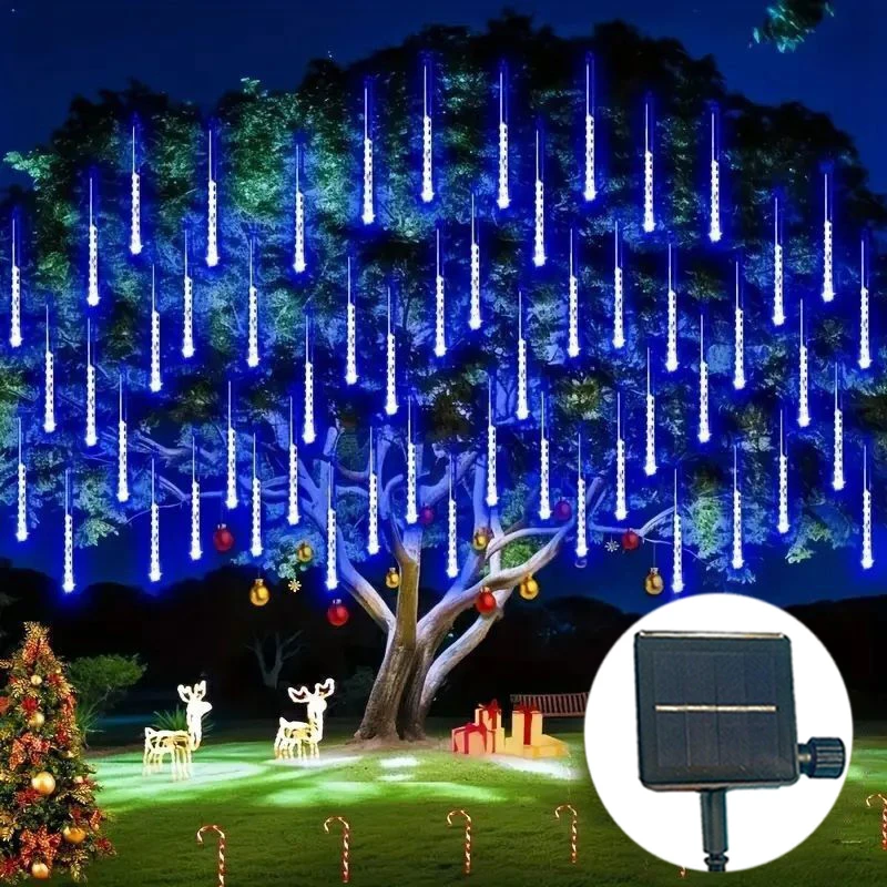 

50cm/30cm Outdoor Solar Lights Solar LED Meteor Shower String Lights Garland Street Lamp Decoration 2024 Christmas Holiday Decor