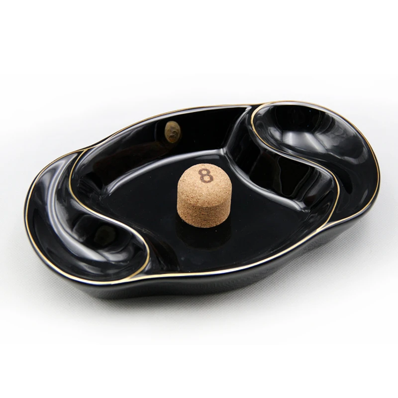 Special ashtray for pipes, bone china ceramic gift box, 2-position pipe holder with cork stopper included