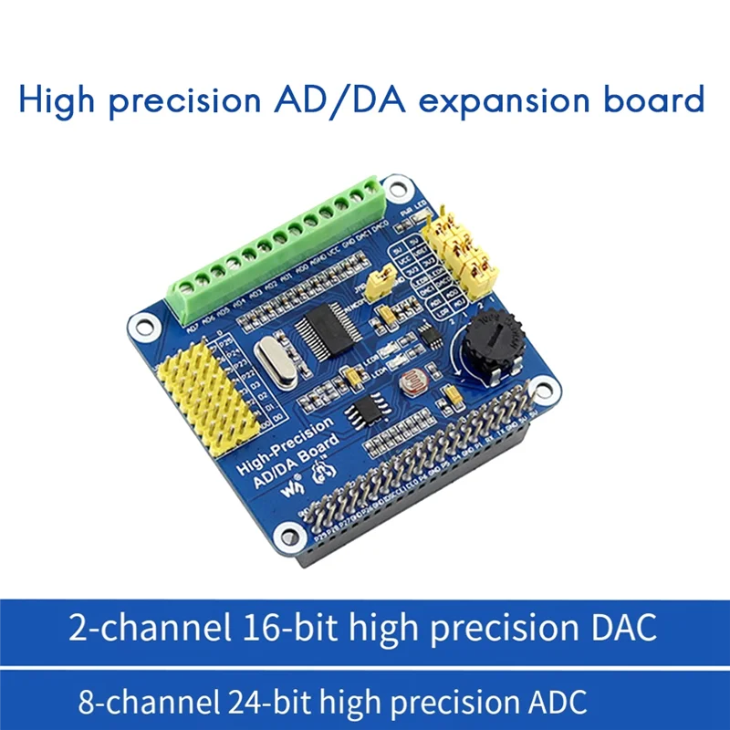 

Well Made-High Precision AD/Da Digital Analog Module Expansion Development Board For Raspberry Pi 3B+/4B Onboard DAC8532 ADS1256