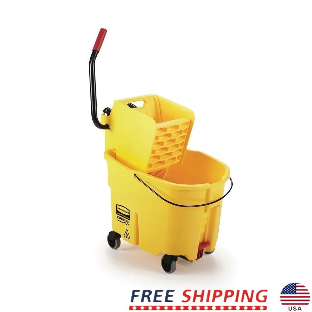 

WaveBrake 2,0 ведро Wringer Combo Side-Press 35-Qt Пластиковая желтая прочная швабра Оборудование для чистки Меньше брызг Безопасное окружающую среду