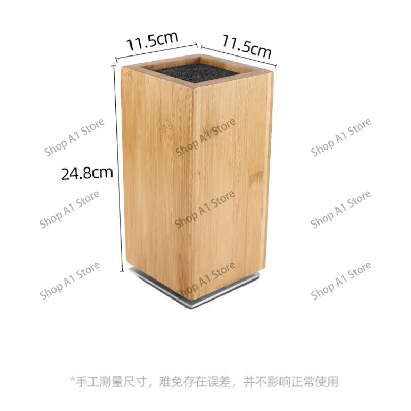 360 Degree Rotatable Solid Wood Magnetic Knife Holder, PP Wire Free Insert Knife Block, Kitchen Cutlery Storage Rack