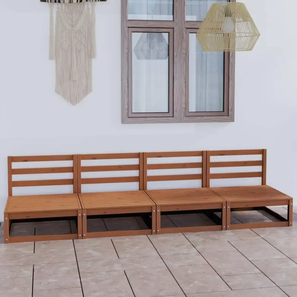 

Customizable Honey Brown Solid Pinewood Garden Sofa 4-Seater Modern Outdoor Set