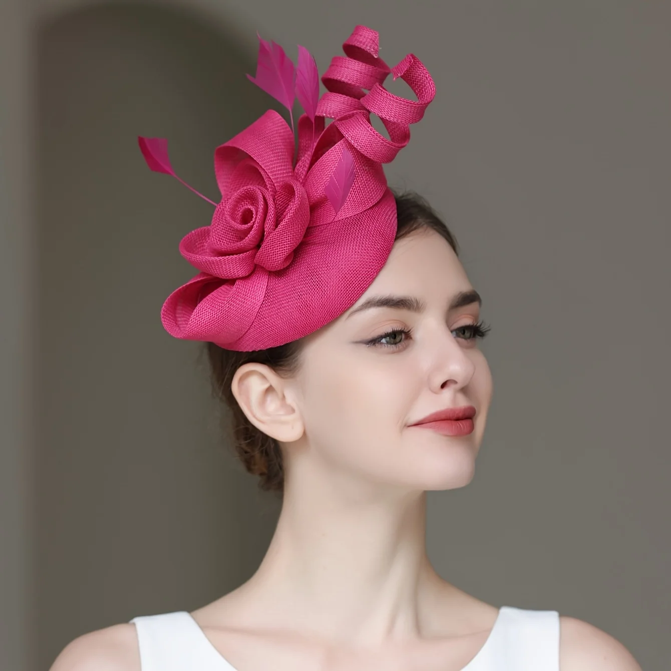 Accessori per capelli per cappello a cilindro in lino retrò da 1 pezzo decorati con copricapo in piume finte per donna