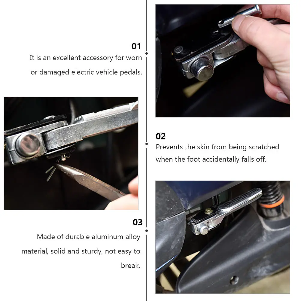 

1Pair Aluminium Alloy Footrest for Electric Vehicle Pedal Upgrade Heavy Duty Metal Foot Peg Non Slip Surface Long Distance