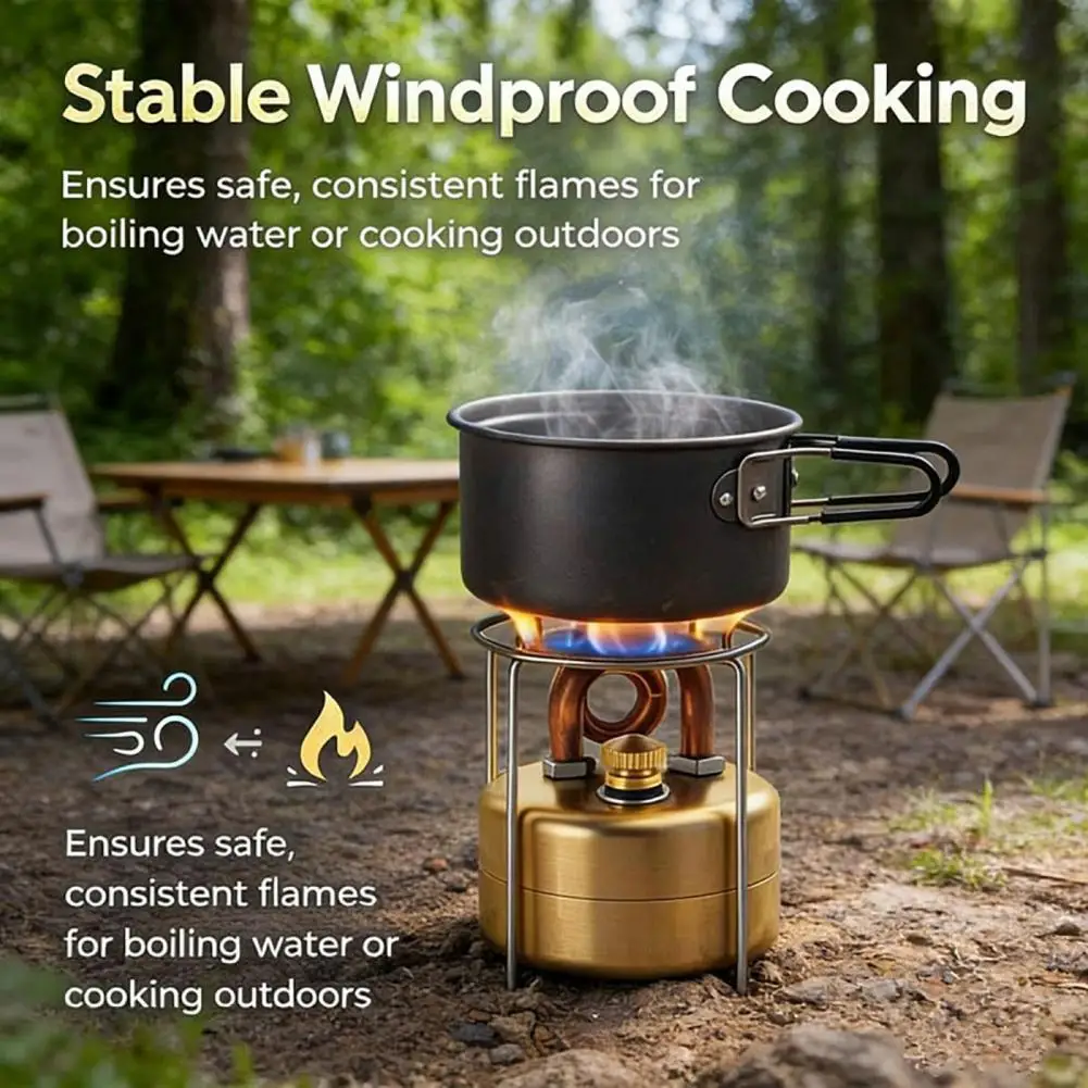 

Ultralight Stainless Steel Portable Camping Stove With Stand & Bag - Mini Liquid Fuel Burner For Backpacking, Hiking