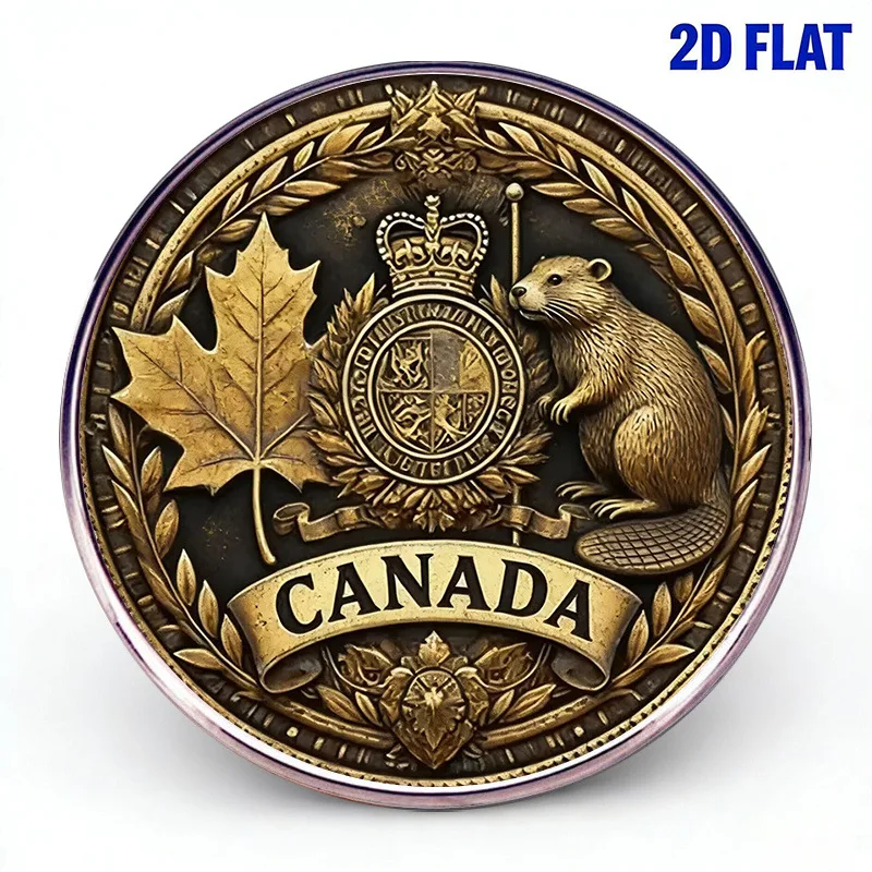 Canada Element Vintage Brooch Stainless Steel Beaver Maple Leaf Crown Lapel Pin Unisex Pin Badges Souvenir Gift Jewelry