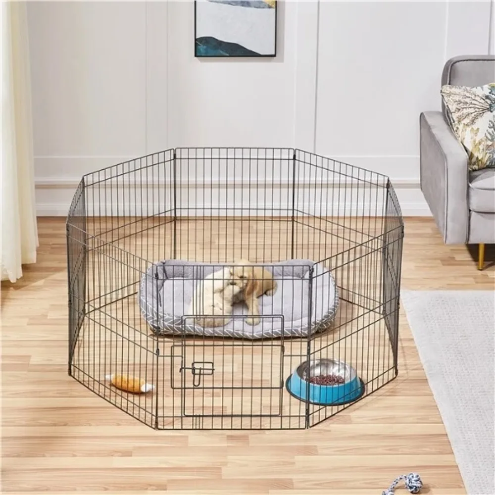 

Metal Pet Playpen 8 Panel 24 Foldable Playpen Fence for Puppy/Small Animals Indoor Outdoor for Medium/Small Animals