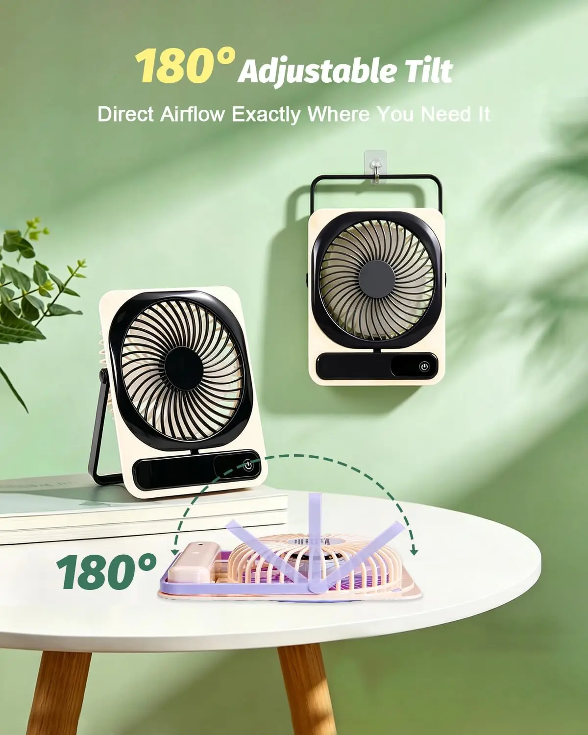 Portable Travel Fan, Quiet Operation Battery Powered Fan with Digital Display Screen, Suitable for Basic Sleep, Camping, Office - view 4
