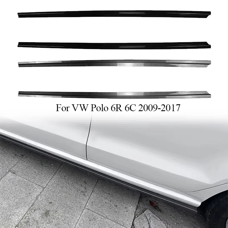 ل VW Volkswagen Polo MK5 6R 6C 2009-2017 سيارة الجانب التنانير سيارة الخائن الناشر الجناح الجناح شفة مصد السيارة الجانب تنورة تمديد