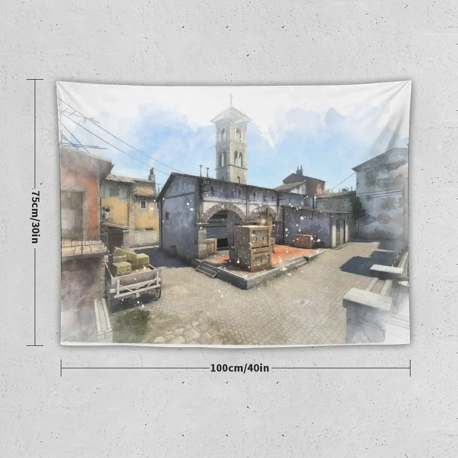 CSGO Inferno Watercolour Map Poster Tapestry Aesthetic Home Decor Wall Carpet Tapestry