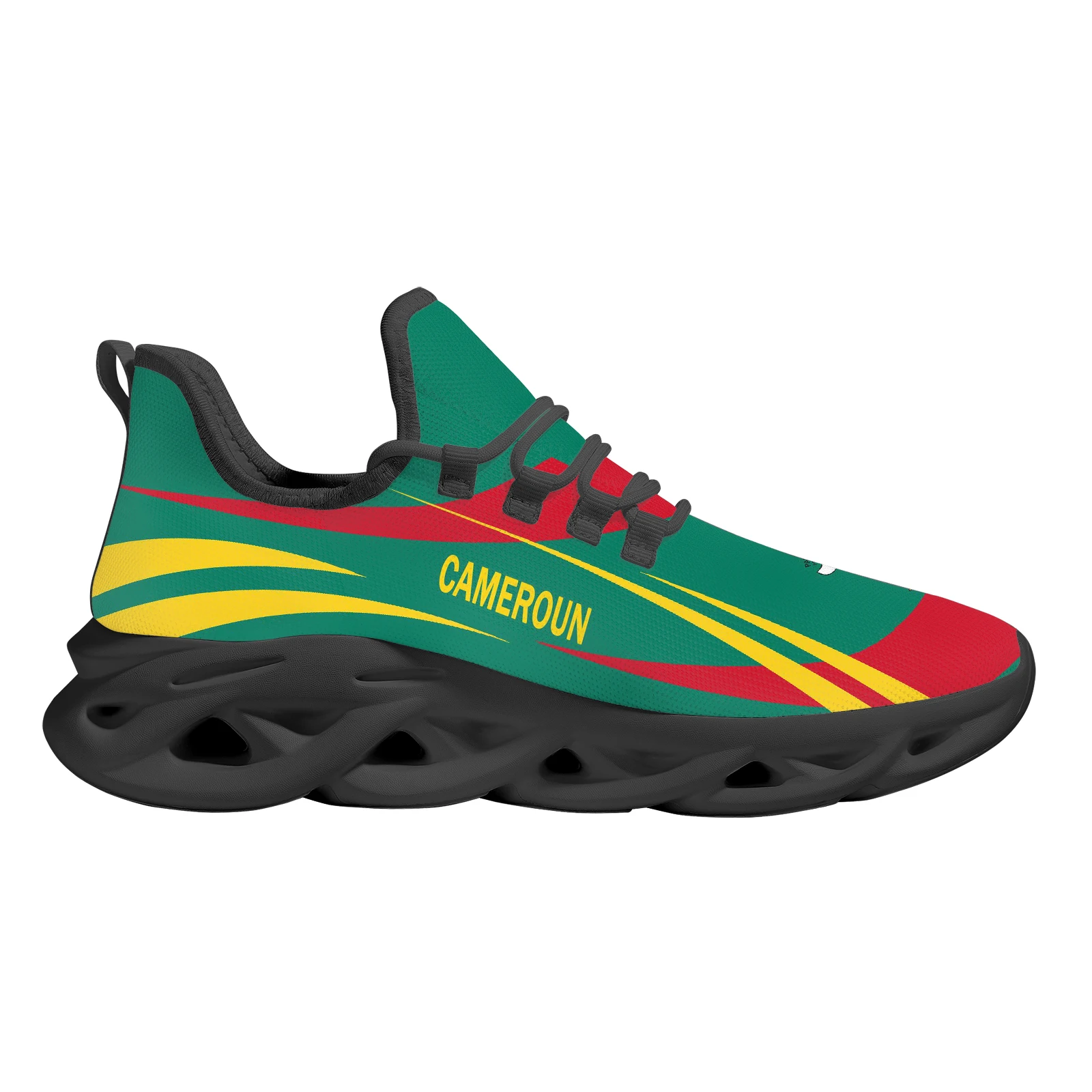 INSTANTARTS Cameroun National Flag Printing Blade Shoes For Women Flag Design Platform Shoes Knitted Breathable Sneakers Zapatos