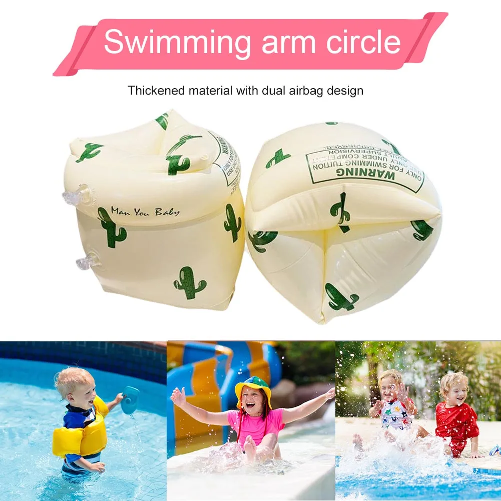 1Pair Floating Arm Circle Sleeves Double Air Bag Inflatable Swimming Pool Arm Floaters PVC Adult Kids Swimming Equipment