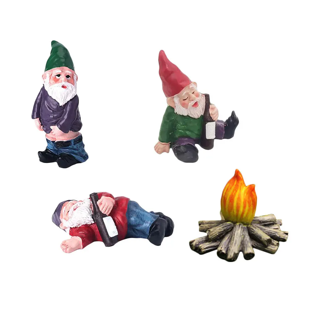 4 قطعة حديقة صغيرة جنوم ديكور الراتنج قزم التماثيل في الهواء الطلق فناء المشهد زخرفة المشهد الصغير قزم الديكورات الراتنج الحرف