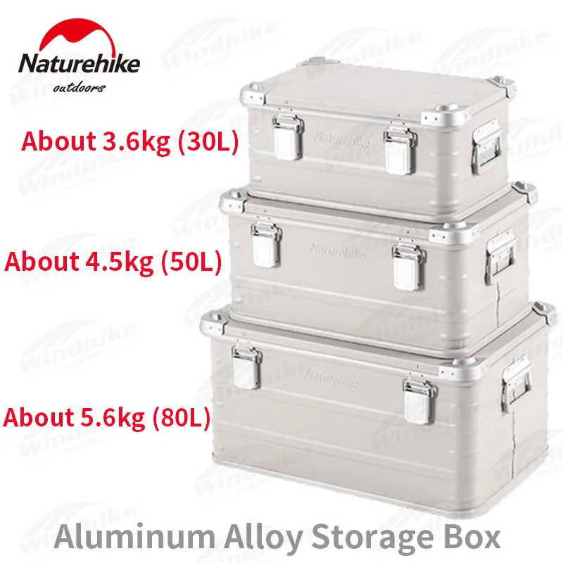 

Naturehike 30-80L Outdoor Storage Box Camping Picnic Travel Frosty Aluminum Alloy Tool Box Accessories Storage Bag 3 Sizes