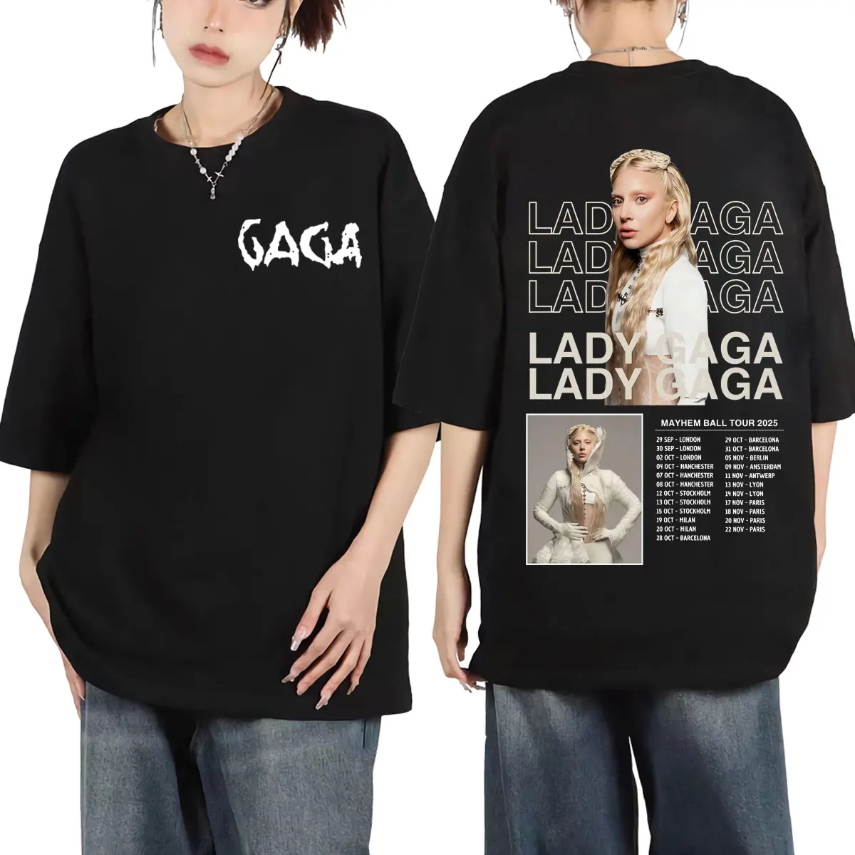 

Singer Lady Gaga Graphic T Shirts Men's Women's Clothing Fashion Y2k Aesthetic T-shirt Summer Casual Loose Short Sleeve T-shirts