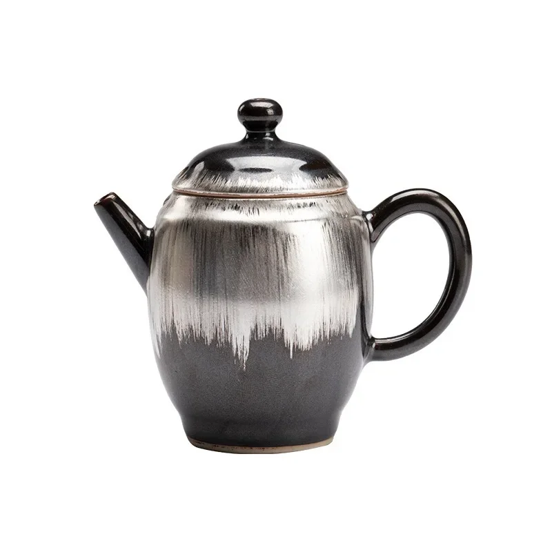 Black Gold Glazed Silver High-grade Teapot Handmade with Filter Brewing Teapot Silent Wind Retro Teapot KungFu TeaSet Collection