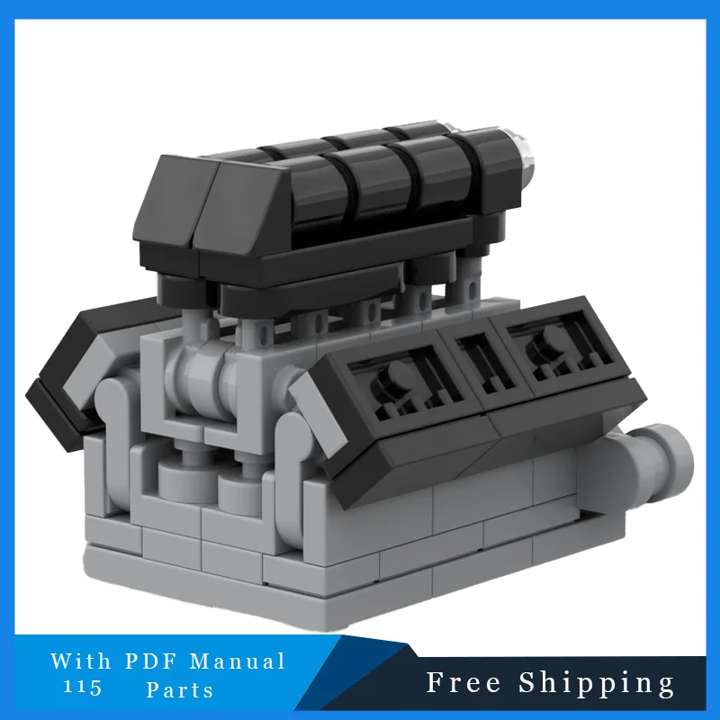 115 부품 MOC 크리에이티브 그레이 엔진 모델 빌딩 블록 디스플레이 브릭 교육용 조립 장난감 크리스마스 선물 소년용
