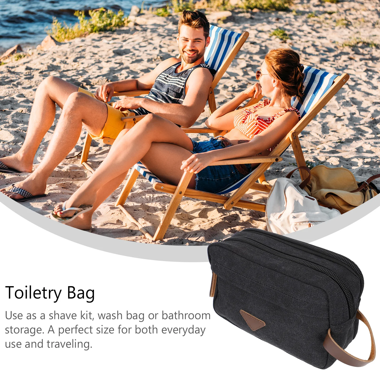 Large Travel Toiletry Bag Waterproof Canvas Organizer with Multiple Compartments for Makeup Shaving Kit Storage Wash