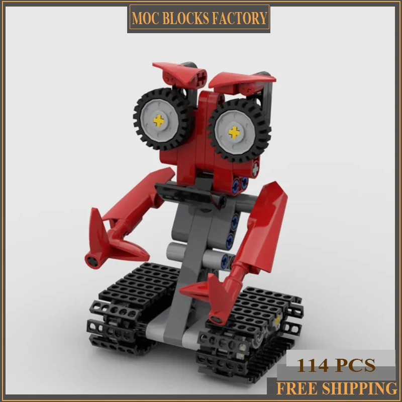 

Строительные блоки Moc, Милая Красная механика, автоматическая модель, технологические блоки, сделай сам, крошечные роботы, игрушки для детей, подарок для детей