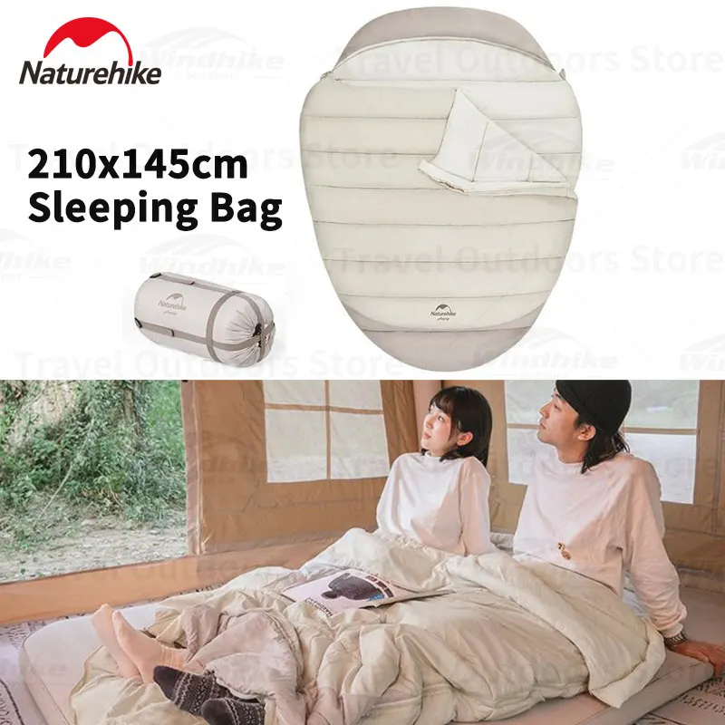 

Naturehike Two People Snail Sleeping Bag 210x145cm Outdoor Camping Ultralight Portable Windproof Hood Sleeping Bag 5℃-15℃