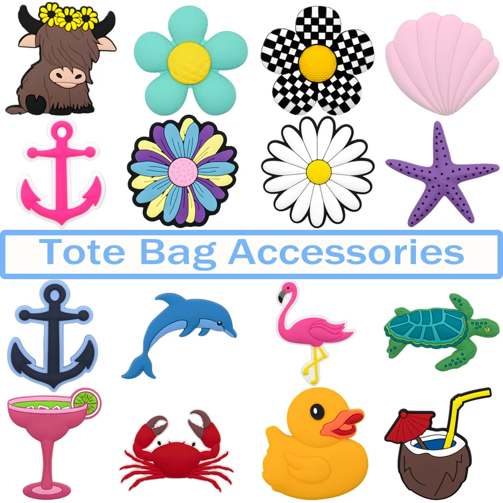 1PCS Bag Charm Cow Shark Accessories for Girls,Scallop-Shaped Flower Pin Decoration for Tote Bags and Handbags