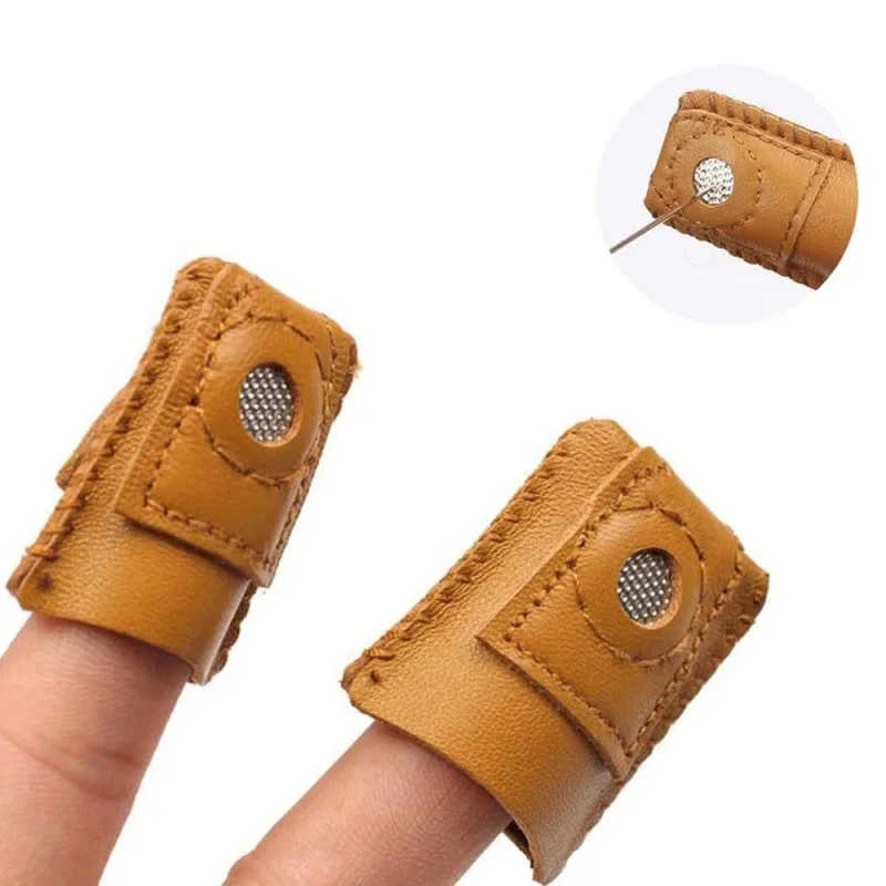 2/1PC Sewing Leather Thimble Finger Protector Coin Thimble Pads for Craft Hand Sewing Quilting Knitting Pin Needles DIY Tools