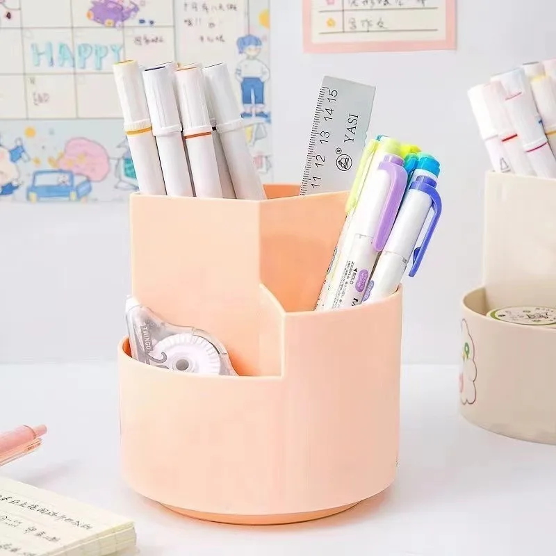 Multifuncional Rotatable Storage Box, Pen Holder, Pencil Box, Desktop, Office, Household Papelaria, Makeup Brush Organizer, Household