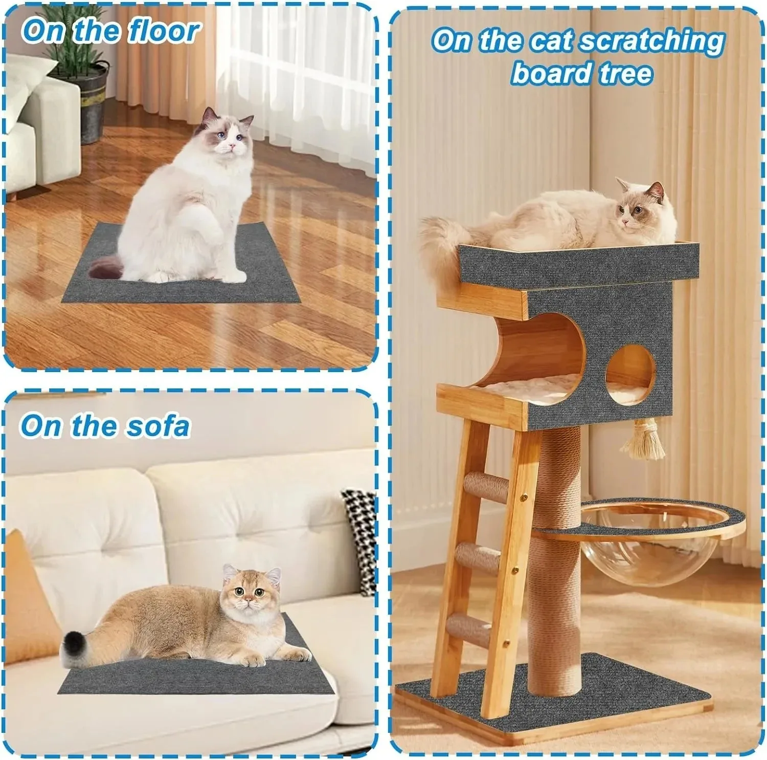 Auto-adesivo arranhando esteira para gatos, sofá Tape, Pet Products, Torre Scratcher, Post Scraper Supplies, Acessórios