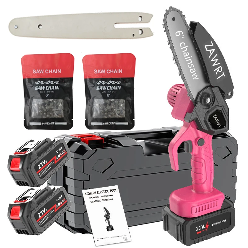 6-inch Mini Chainsaw, Equipped With An Adjustable Chain, Safety Lock, Splash Guard, And Optional Rechargeable Battery, Chain, And Storage Box, Suitable For Quick Trimming Of Branches In Home And Garden Settings, Serving As A Gift For Men And For The Remov