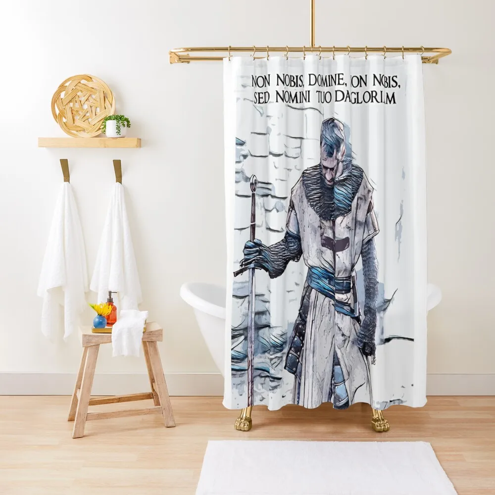 

Knights Templar motto / The crusader / abstract captivating portrait Shower Curtain Shower For Bathrooms Anime Shower Curtain